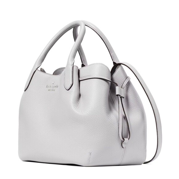 New Kate Spade Dumpling Large Satchel Pebble Leather Mountain Gray - Picture 2 of 5